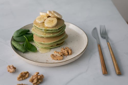 Free Healthy Pancakes Serving on Table Stock Photo