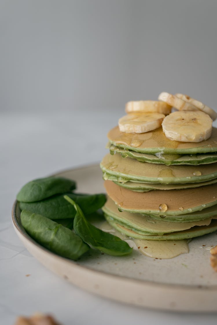 Healthy Pancakes With Banana On Plate