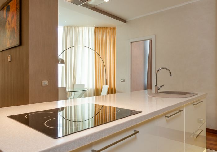Modern kitchen interior styled for a home sale listing