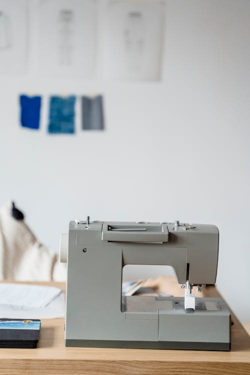 Sewing machine against wall with drafts
