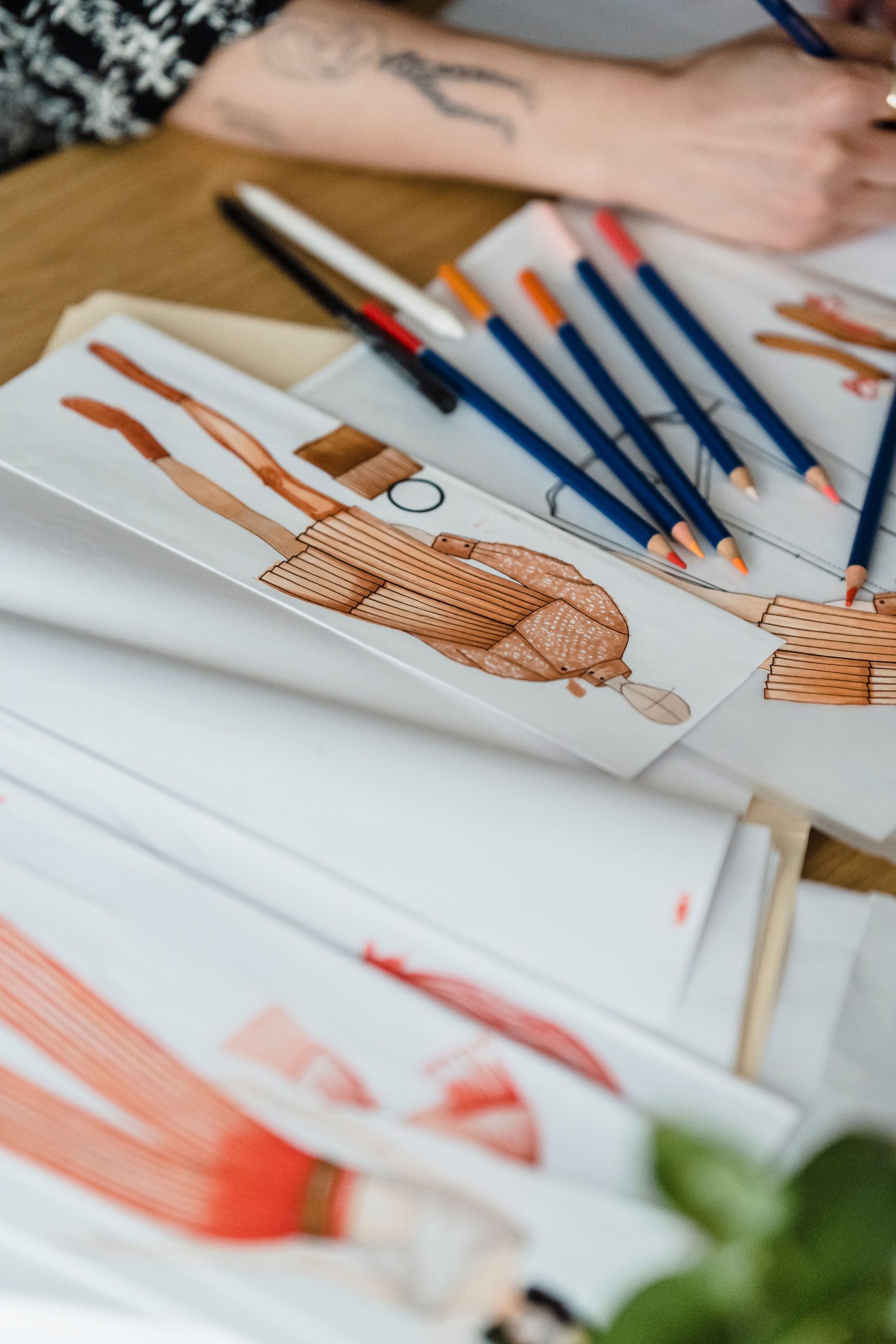 Student fashion drawing detail