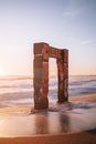 Brown Wooden Post on Beach during Sunset