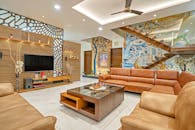 Brown Leather Couch in the Living Room