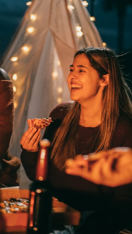 Free Woman Eating Pizza Stock Photo