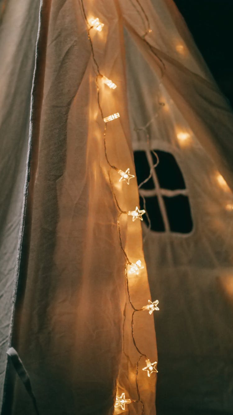 White Tent With String Lights