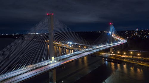 Free Lighted Bridge during Night Time Stock Photo