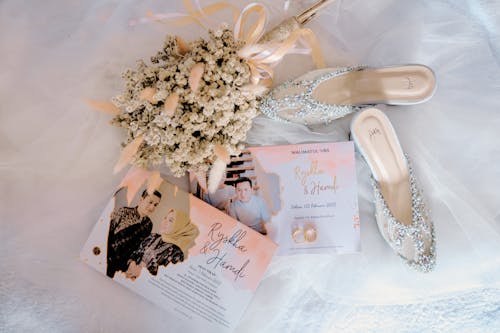 Free Shoes and Wedding Invitations Stock Photo