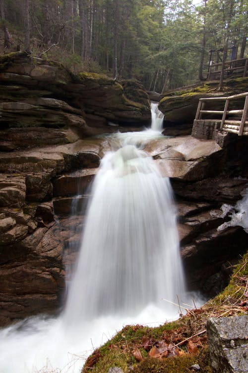 Waterfalls Between Rock Formations