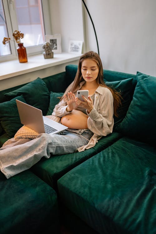 Pregnant Woman using Phone