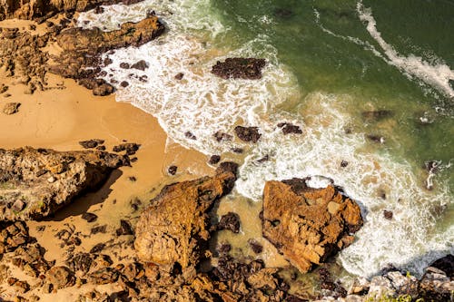 A Beautiful Seashore with Rocks