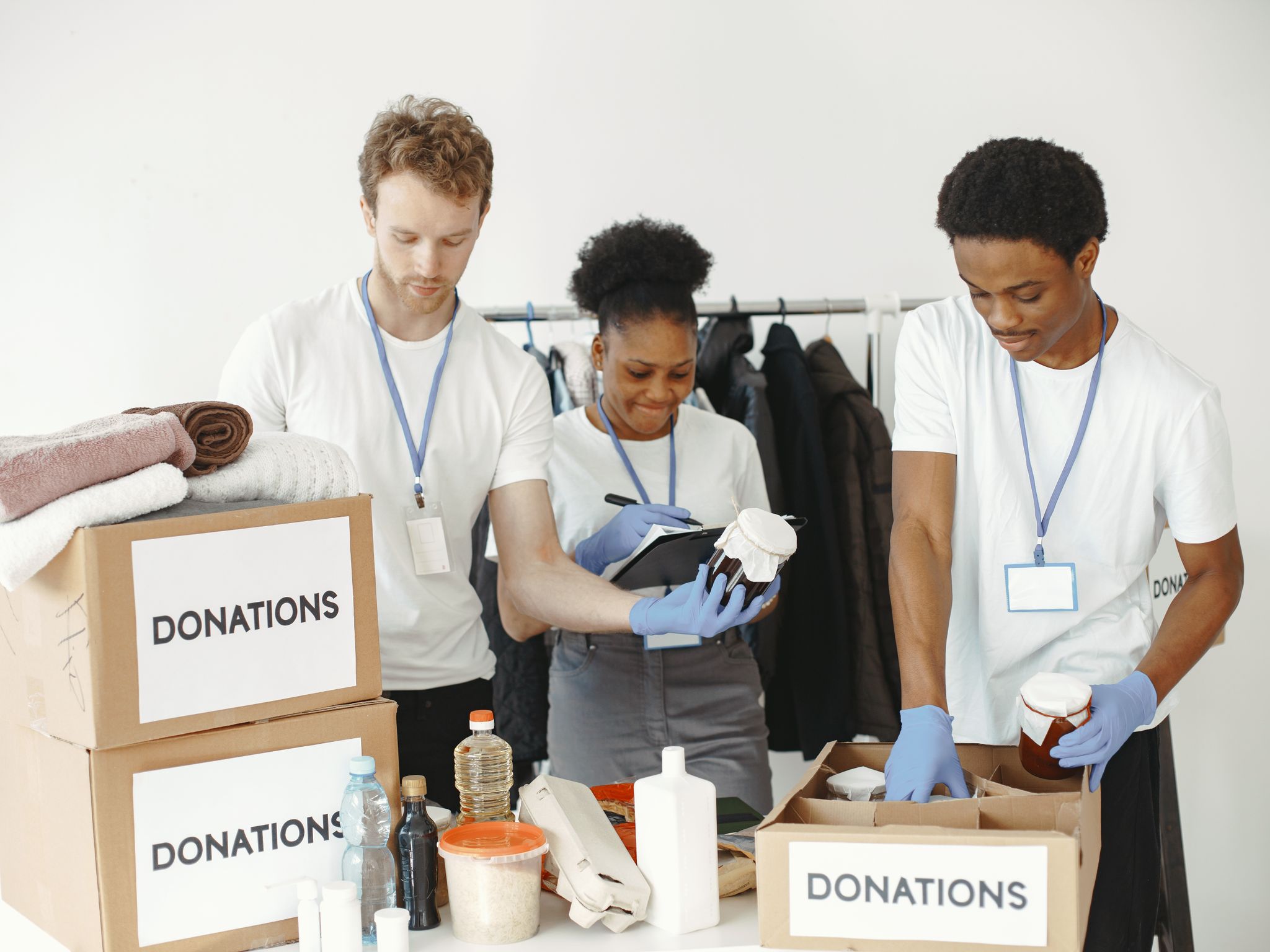 Volunteers working together on a community project