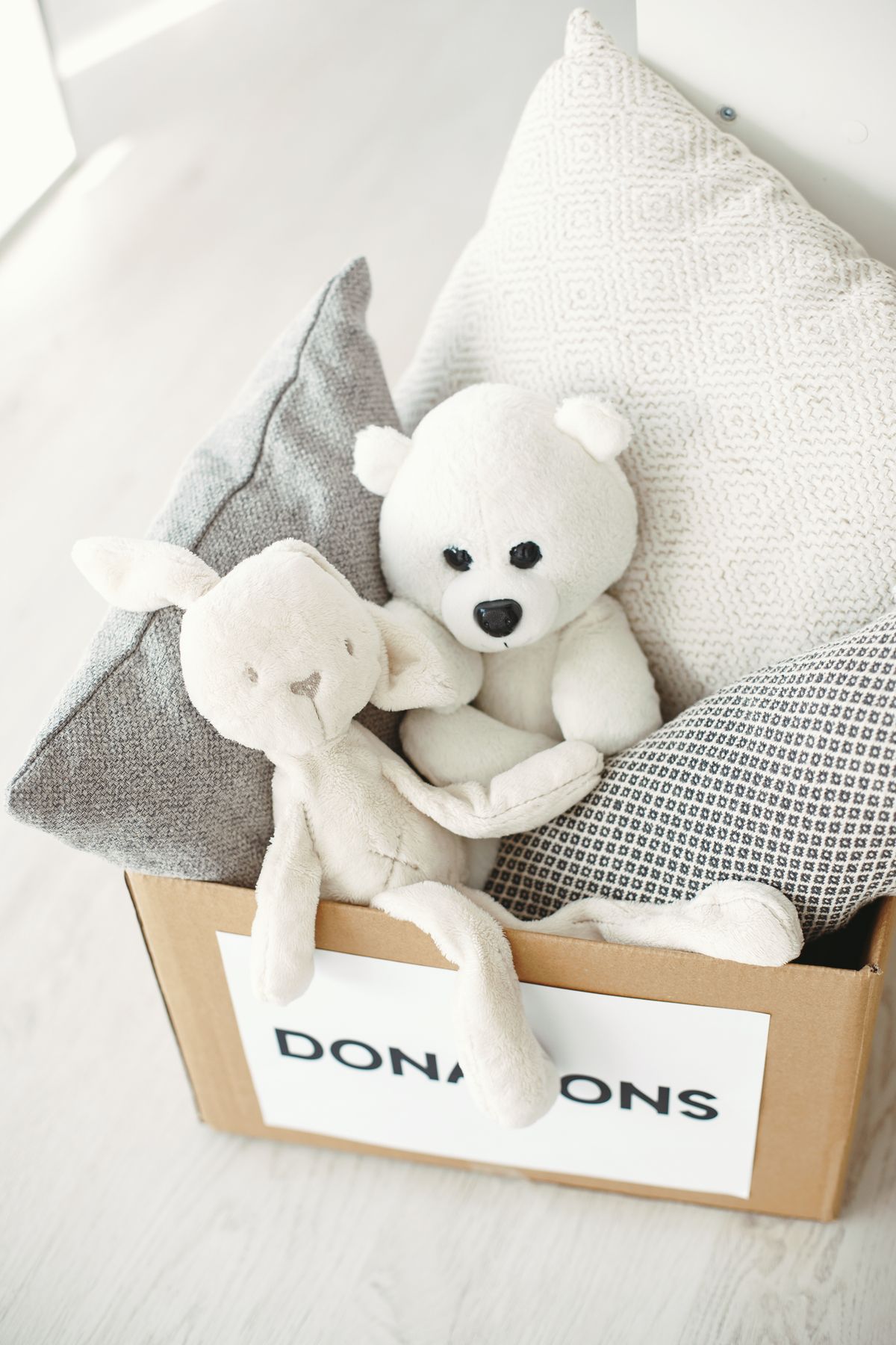 Donation box filled with household goods