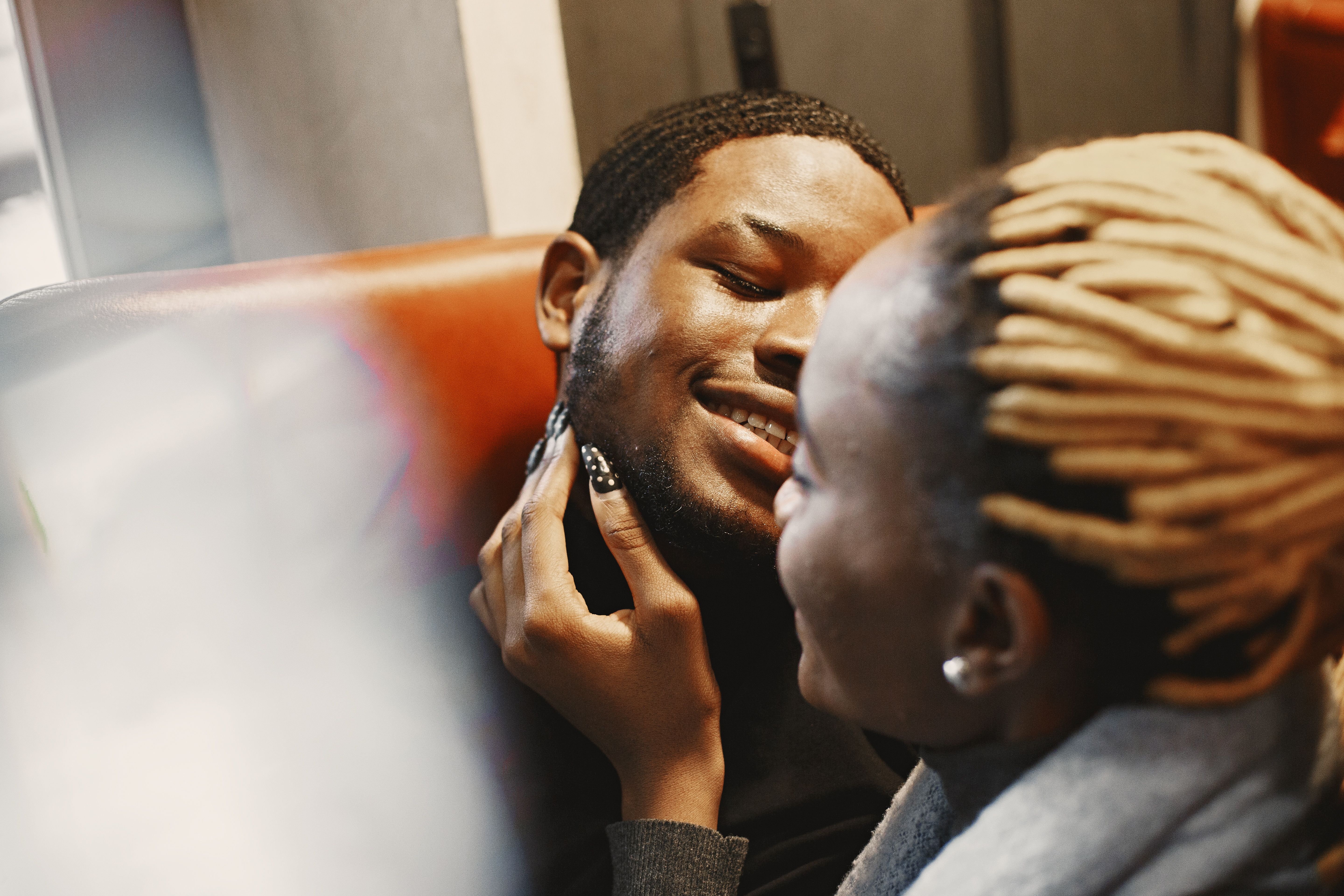 couple using dating app on smartphone