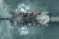Aerial View of Industrial Platform on Sea