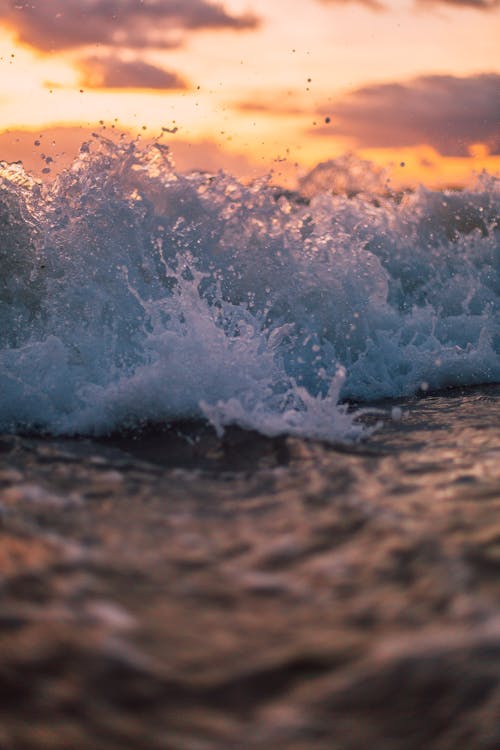 A Close-Up Shot of Crashing Ocean Waves 