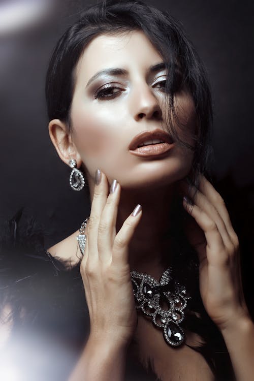 Alluring woman with makeup and accessories