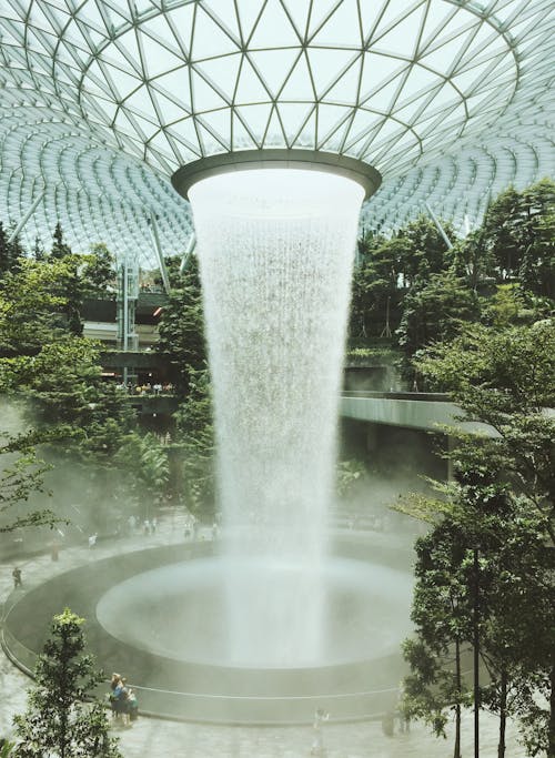 A Waterfall Inside the Airport 