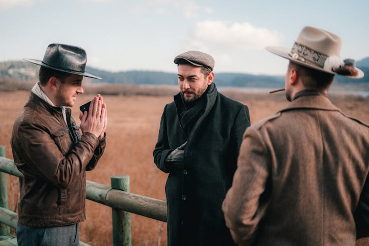 Men In The Countryside Farm Talking