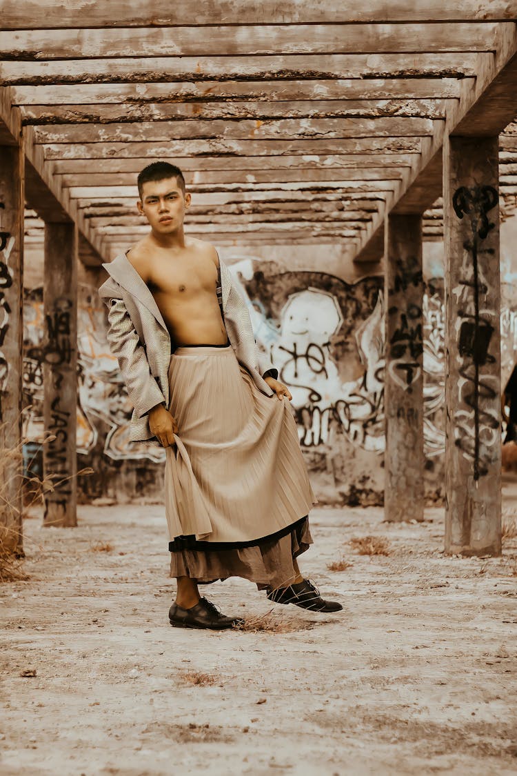 Stylish Native Asian Man In Old Building