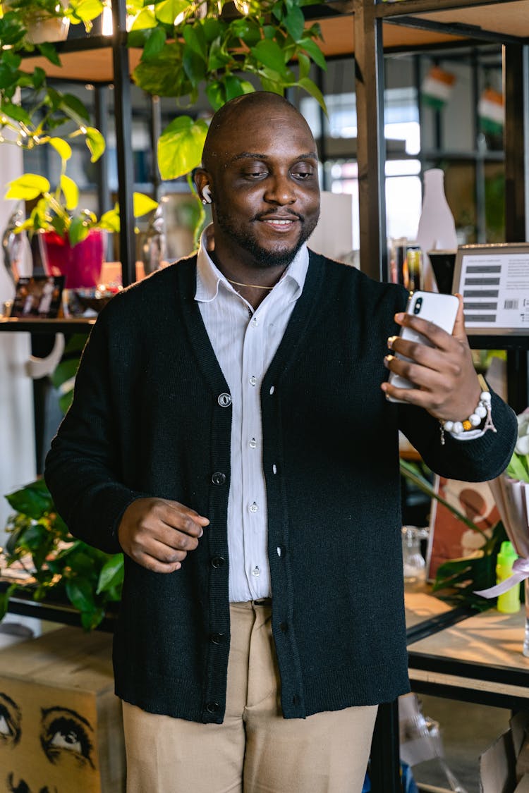 Man Standing Wearing Black Cardigan