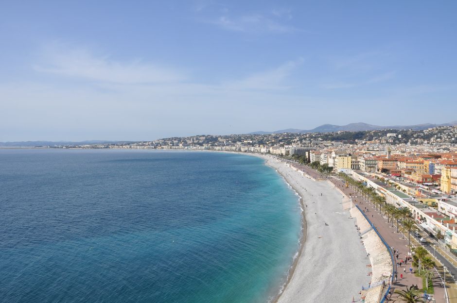 Sunny beach in Nice, French Riviera