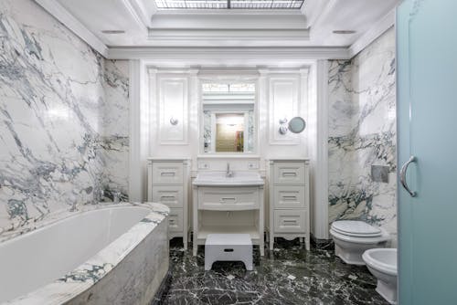 A Modern Bathroom with Bathtub
