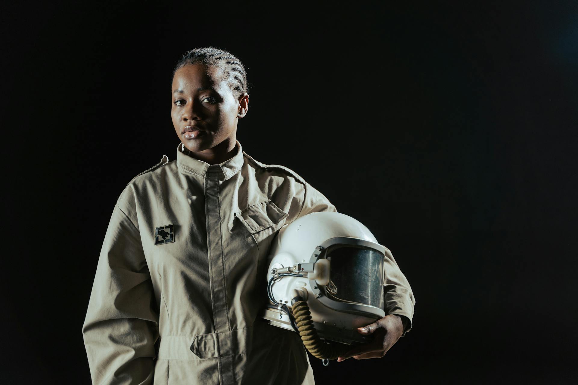 A Female Astronaut in Uniform