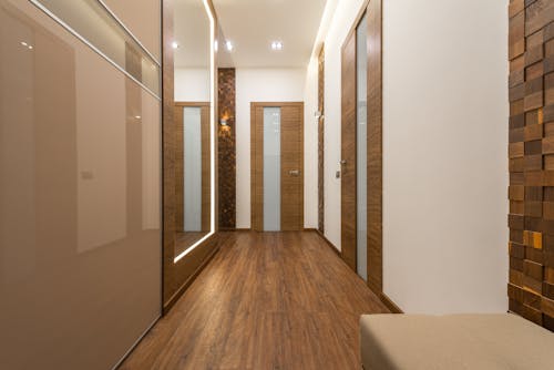 Hallway with Wooden Doors and Floor