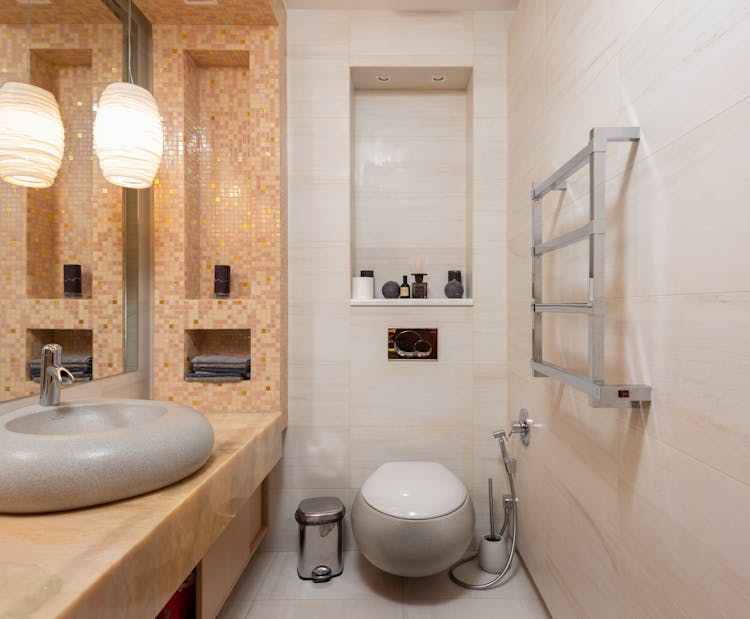 Interior Of Bathroom With Sink And Toilet