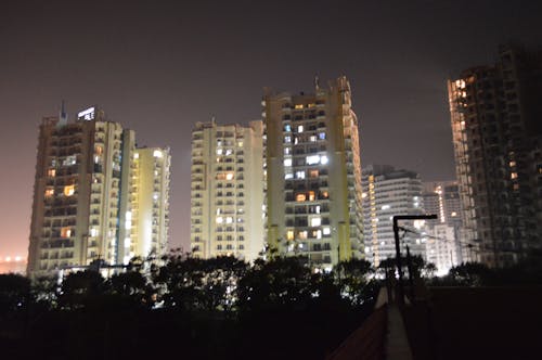 Free stock photo of apartment buildings, night photography Stock Photo