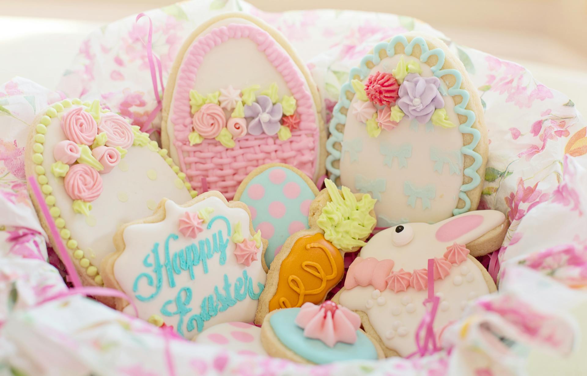 Close-Up Photography of Decorated Easter Cookies