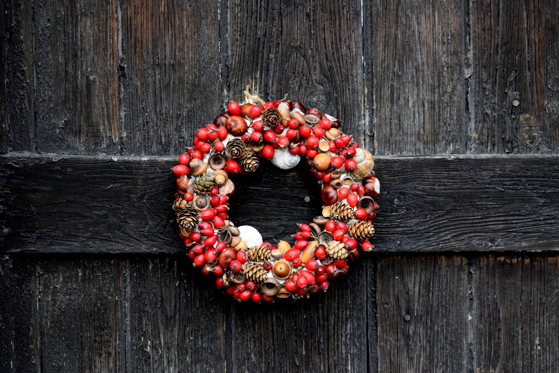 Free Red and Brown Fruits Wreath Stock Photo