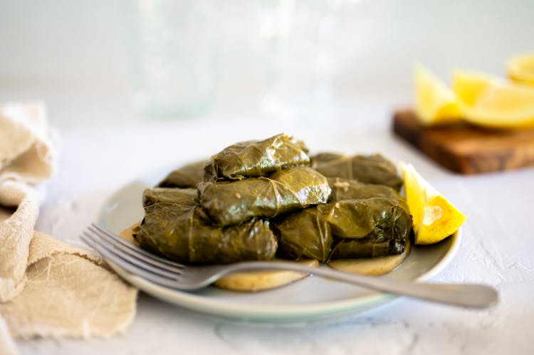 Close-up Of Greek Dolmades Dish 