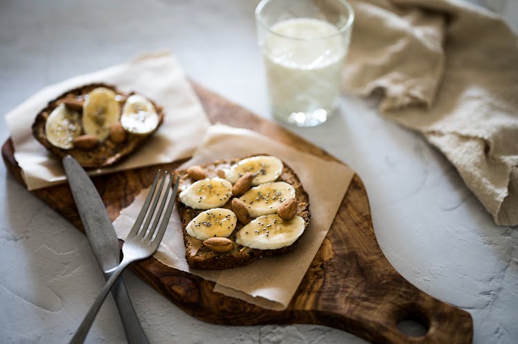 Toast With Peanut Butter And Banana Slices