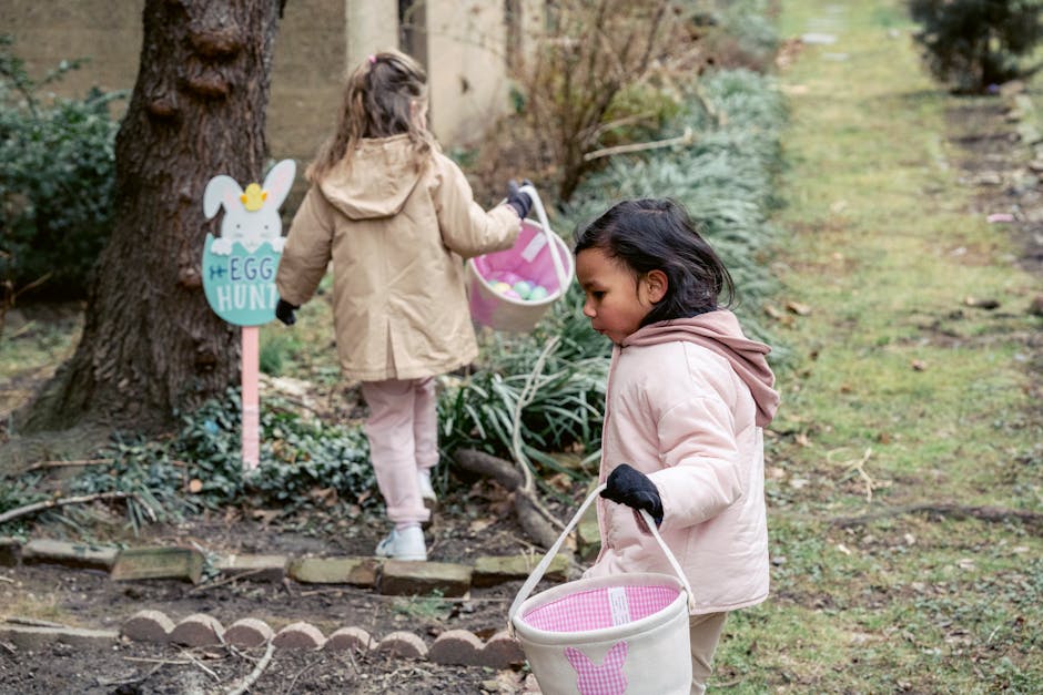 Easter egg hunt with family - happy easter niece Easter egg hunt with family - happy easter niece