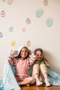 Happy multiethnic children with Easter decorations