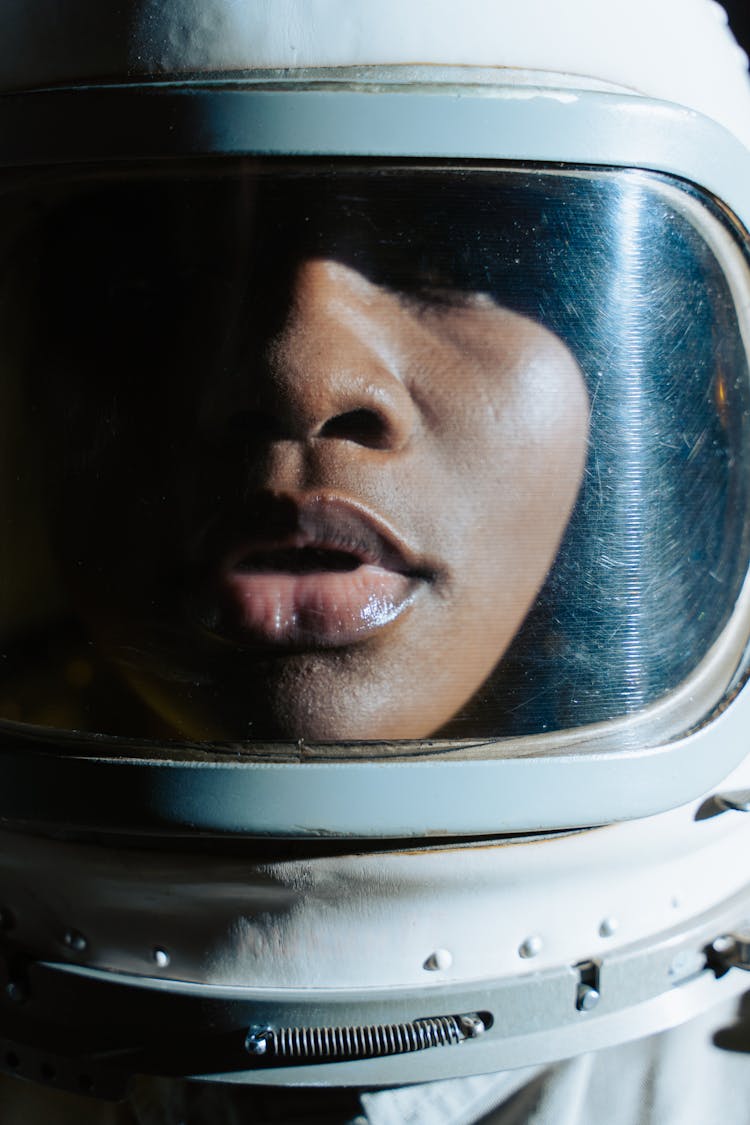 Face Of An Astronaut With Helmet In Close Up Photography