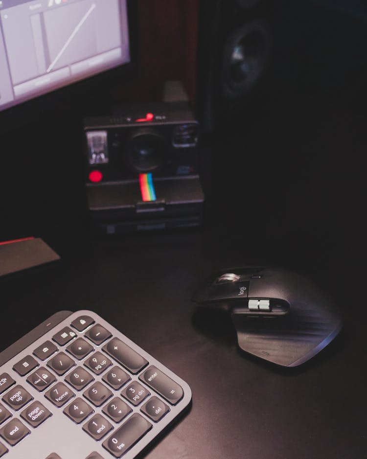 Instant Photo Camera With Keyboard And Mouse