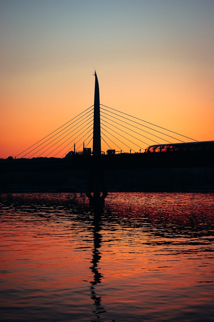 Bridge Over The River During Sunset