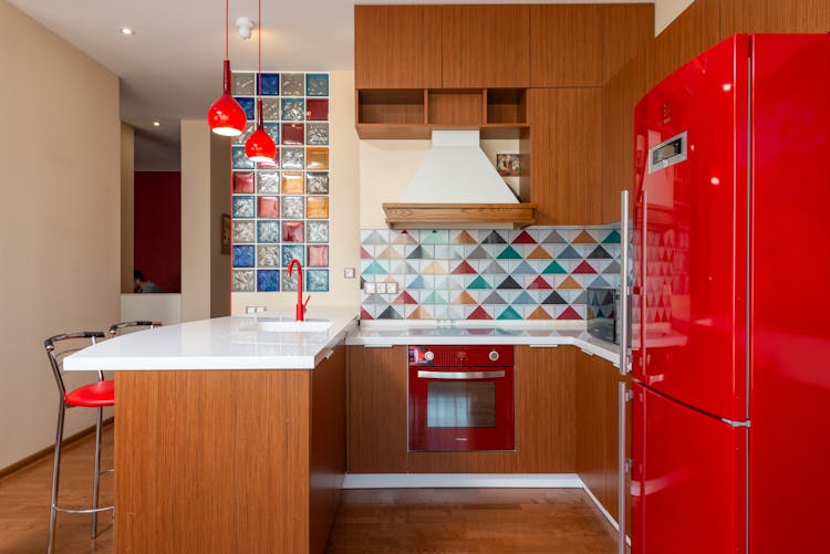 Interior Of Bright Kitchen In Contemporary Flat