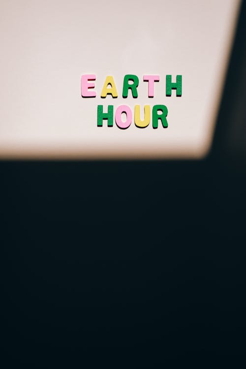 Earth Hour Text in Colorful Letters