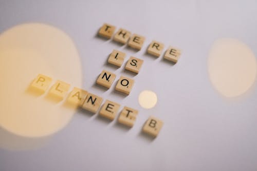 Free Scrabble Tiles Forming a Save Earth Message Stock Photo
