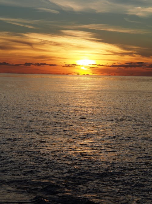 Foto stok gratis lautan, matahari terbenam, samudra