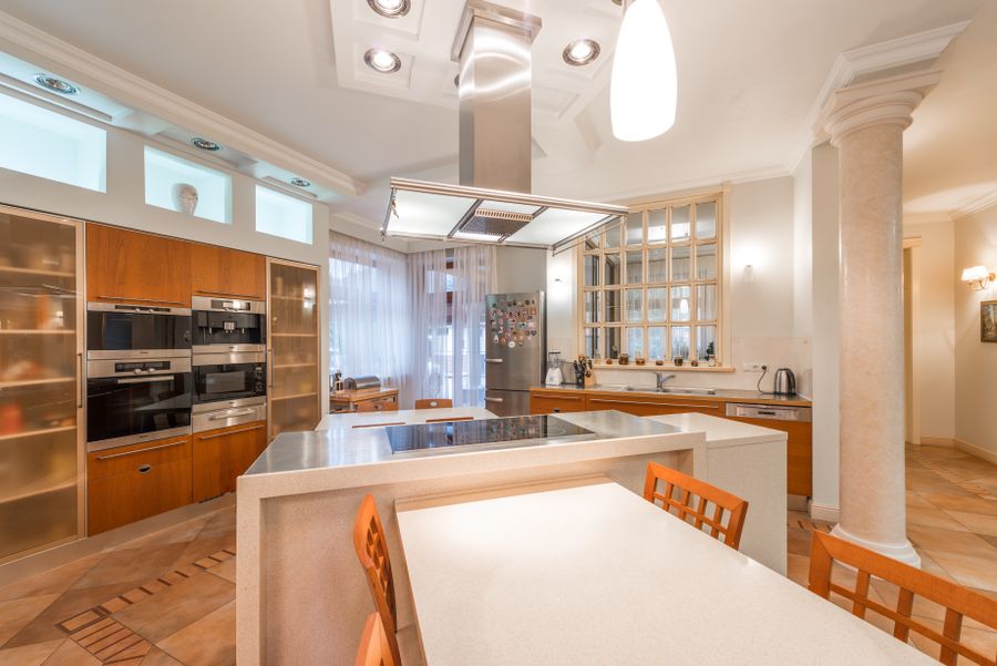 Kitchen with built-in high-end appliances