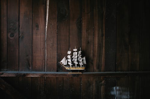 Galleon Ship Model on a Wooden Wall