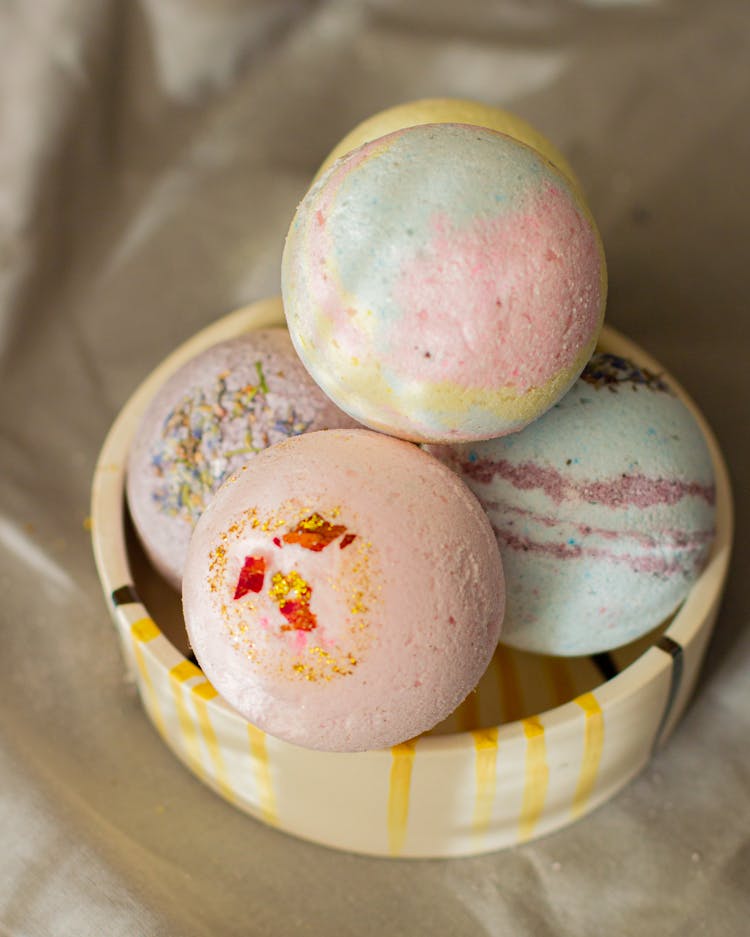 Fragrant Bath Bombs Heaped In Bowl