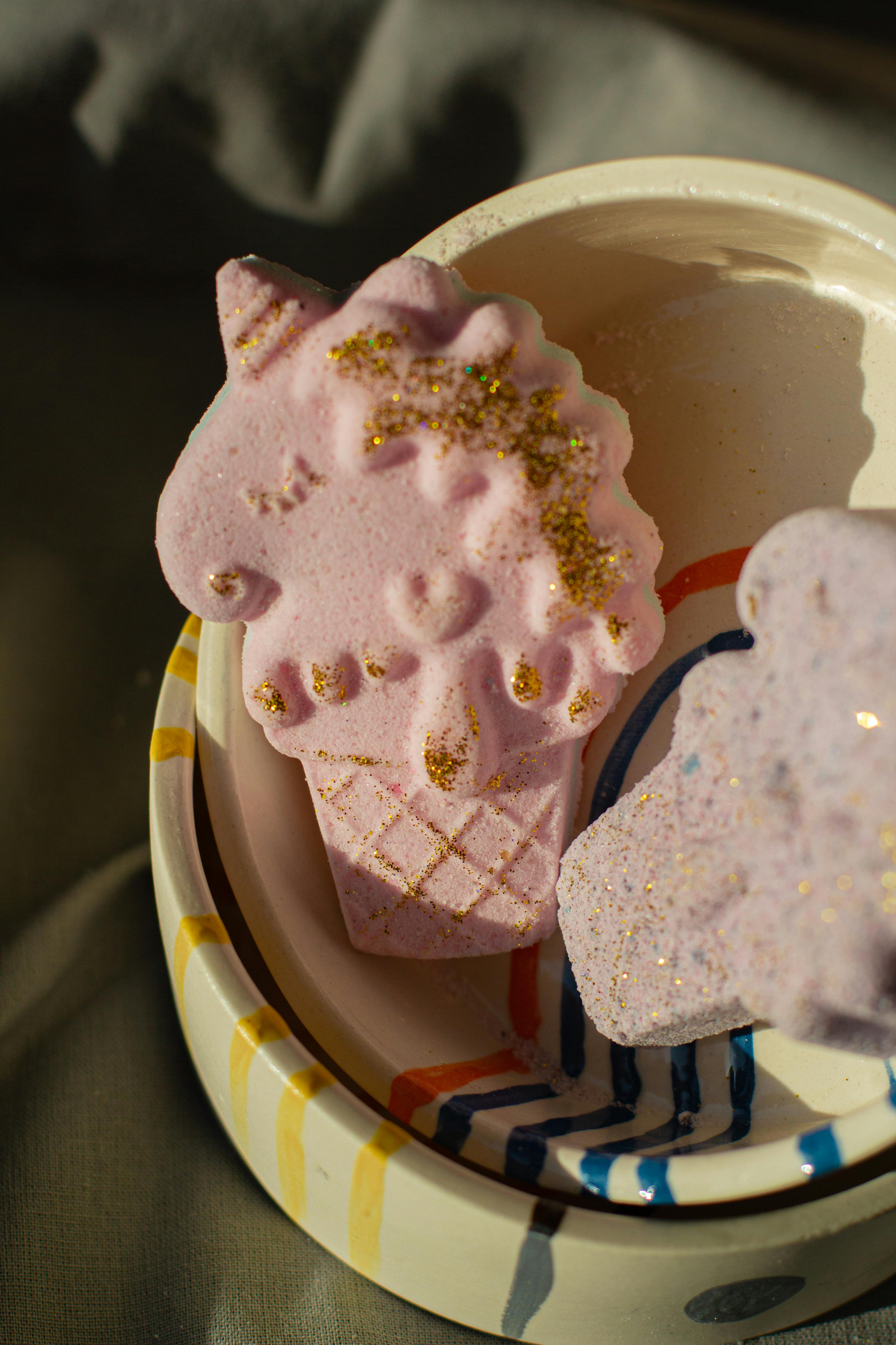 creative fragrant bath bomb in bowl