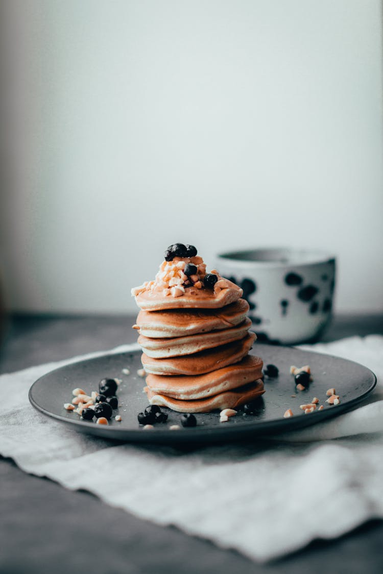 Sweet Pancakes With Berries And Almond Crumb