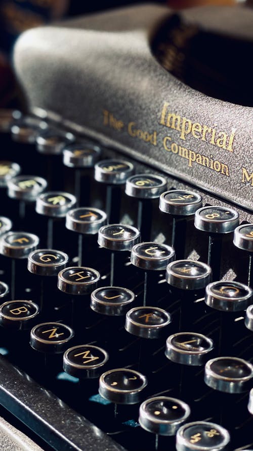 Close-Up Shot of a Black Typewriter