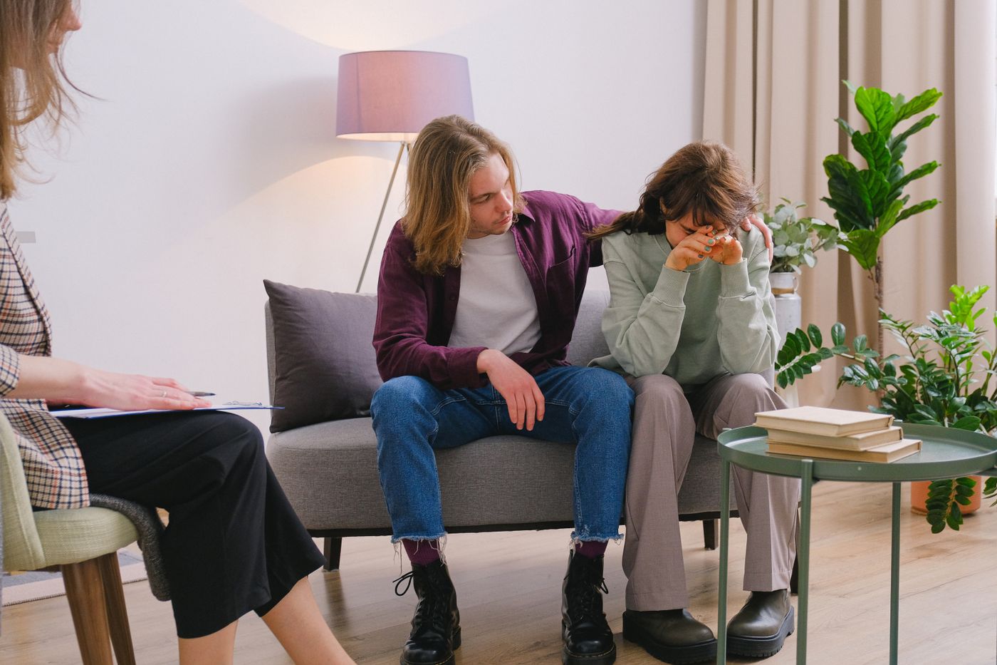 Couple speaking with a counselor
